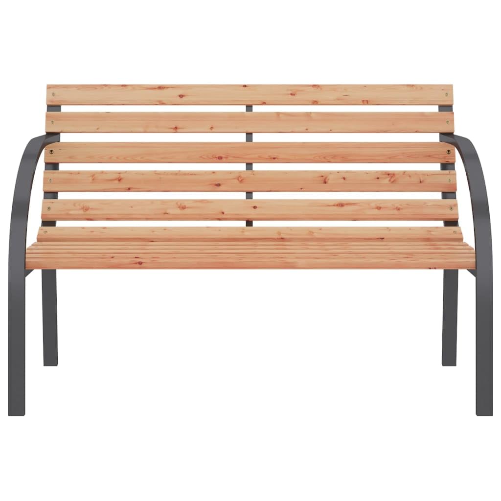 vidaXL Patio Bench - Classic 47.2-inch Wooden and Iron Outdoor Bench with Comfort Backrest and Armrests, Perfect for Garden and Patio
