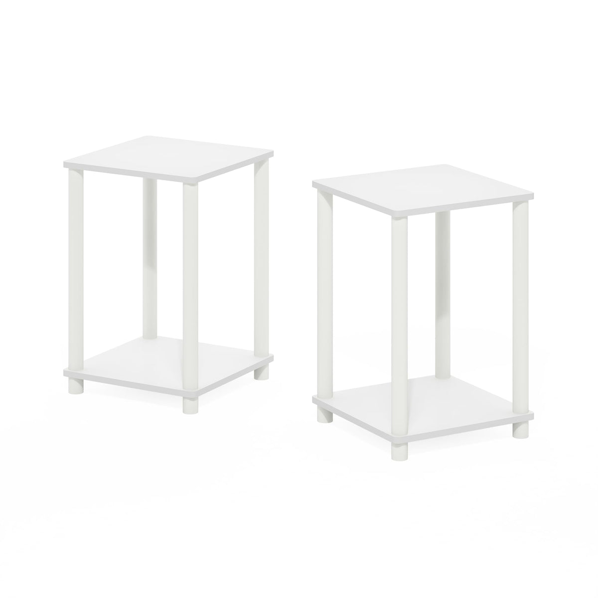 Furinno Turn-N-Tube Haydn End Table, White/White, Set Of 2