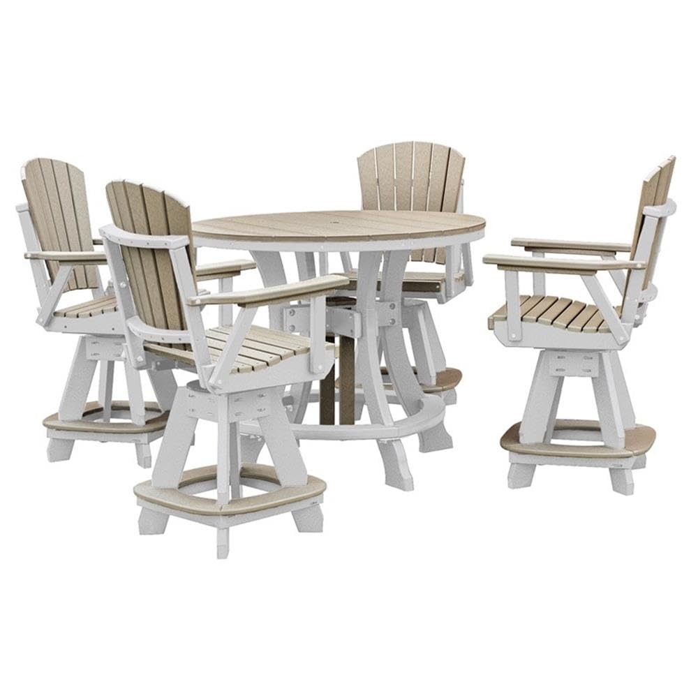 American Furniture Classics Five Piece Round Counter Height Dining Set, Weatherwood/White