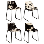 vidaXL 4X Dining Chairs Outdoor Patio Garden Backyard Poolside Dinner Party Chairs Collection Combined Modular Furnirure Genuine Goat Leather