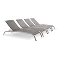 Modway Savannah Modern Aluminum Patio Chaise Lounge In Gray (Set Of 4)