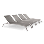 Modway Savannah Modern Aluminum Patio Chaise Lounge In Gray (Set Of 4)