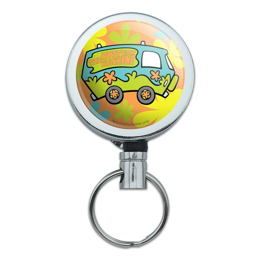 Scooby-Doo The Mystery Machine Heavy Duty Metal Retractable Reel Id Badge Key Card Tag Holder With Belt Clip