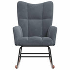 vidaXL Velvet Rocking Chair - Dark Gray - Modern Design - Comfortable Foam Padding - Steel Frame with Solid Rubber Wood Rocking Rails