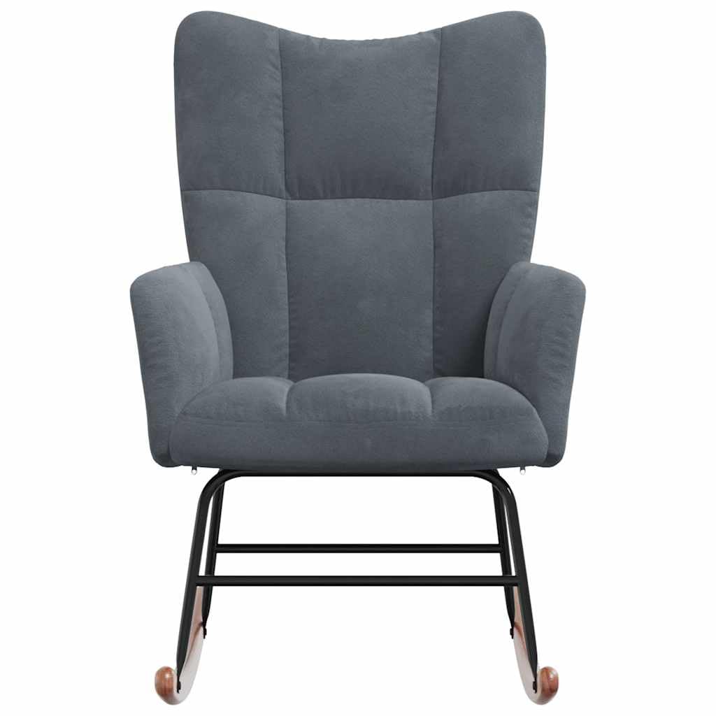vidaXL Velvet Rocking Chair - Dark Gray - Modern Design - Comfortable Foam Padding - Steel Frame with Solid Rubber Wood Rocking Rails