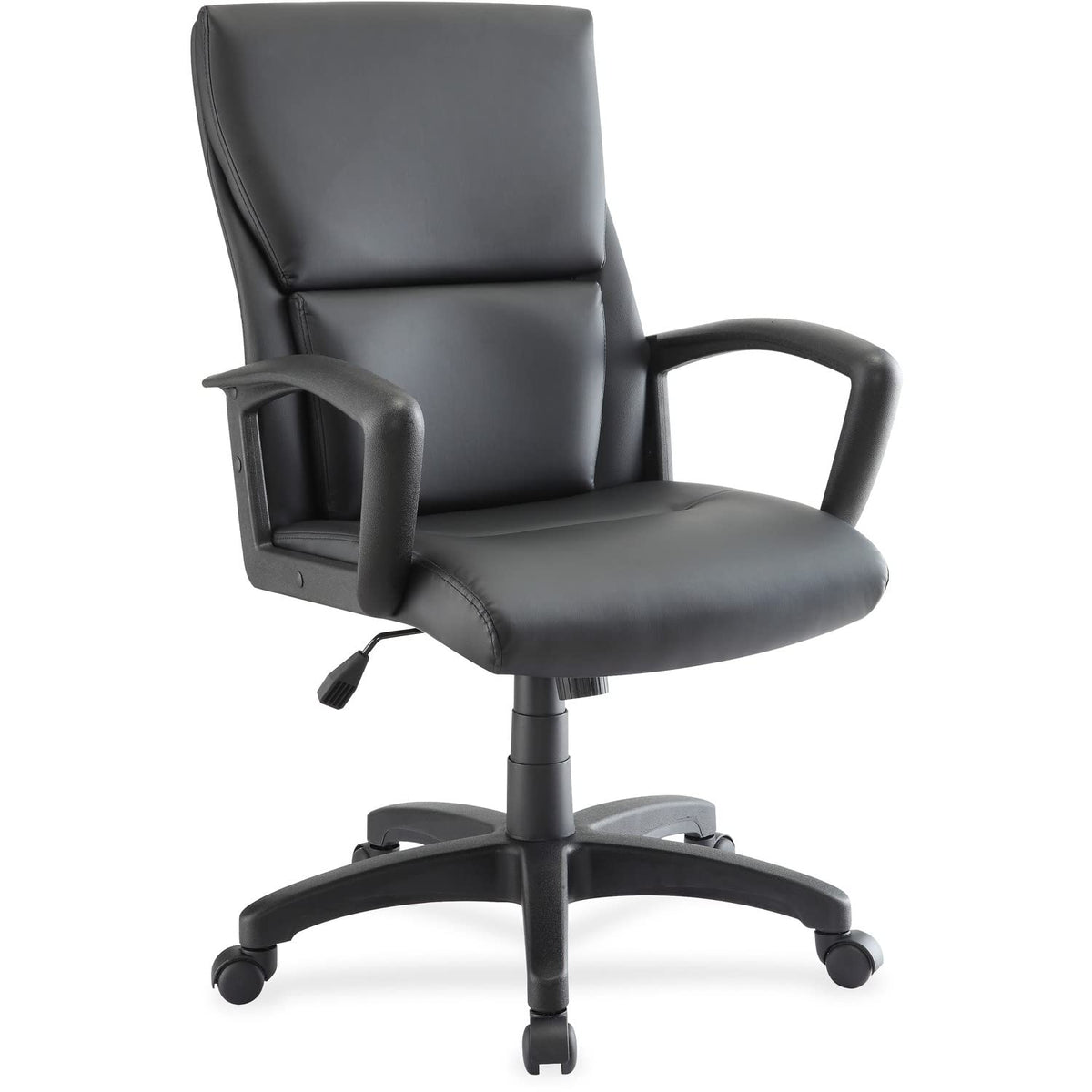 Lorell Euro Design Leather Executive Mid-Back Chair, Black