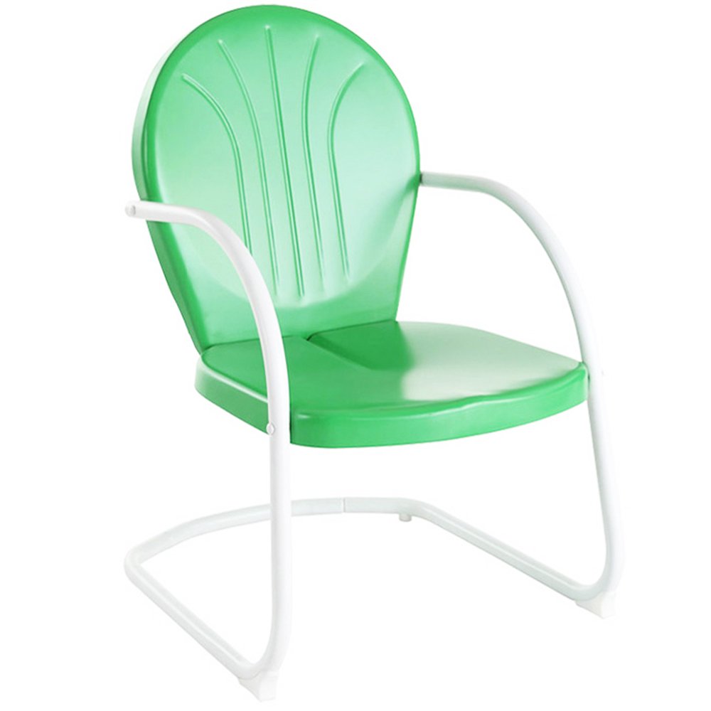 Crosley Furniture Griffith 3-Piece Retro Metal Outdoor Loveseat Patio Furniture Set for Porch, Deck, Balcony, Grasshopper Green