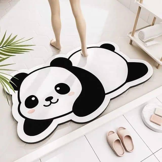 RIVDHARU Cute Panda Cartoon Water Absorbing Bath Mat, QuickDrying Super Absorbent AntiSlip Mat for Bathroom, Home or Kitchen, 
