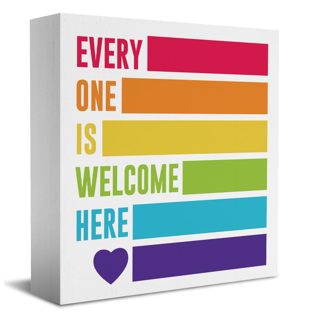 Welcome Sign Desk Decor Wooden Box Sign Inspirational Funny Diversity Pride Rustic Wood Block Plaque Box Sign for Home Office Ki