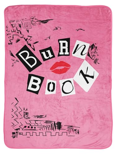 Mean Girls Burn Book Plush Throw Blanket For Girls - Measures 46' X 60' Soft Fleece Bedding - Super Soft Lightweight Pink Throw Blanket