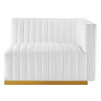 Modway Conjure Channel Tufted Performance Velvet Right-Arm Chair in Gold/White
