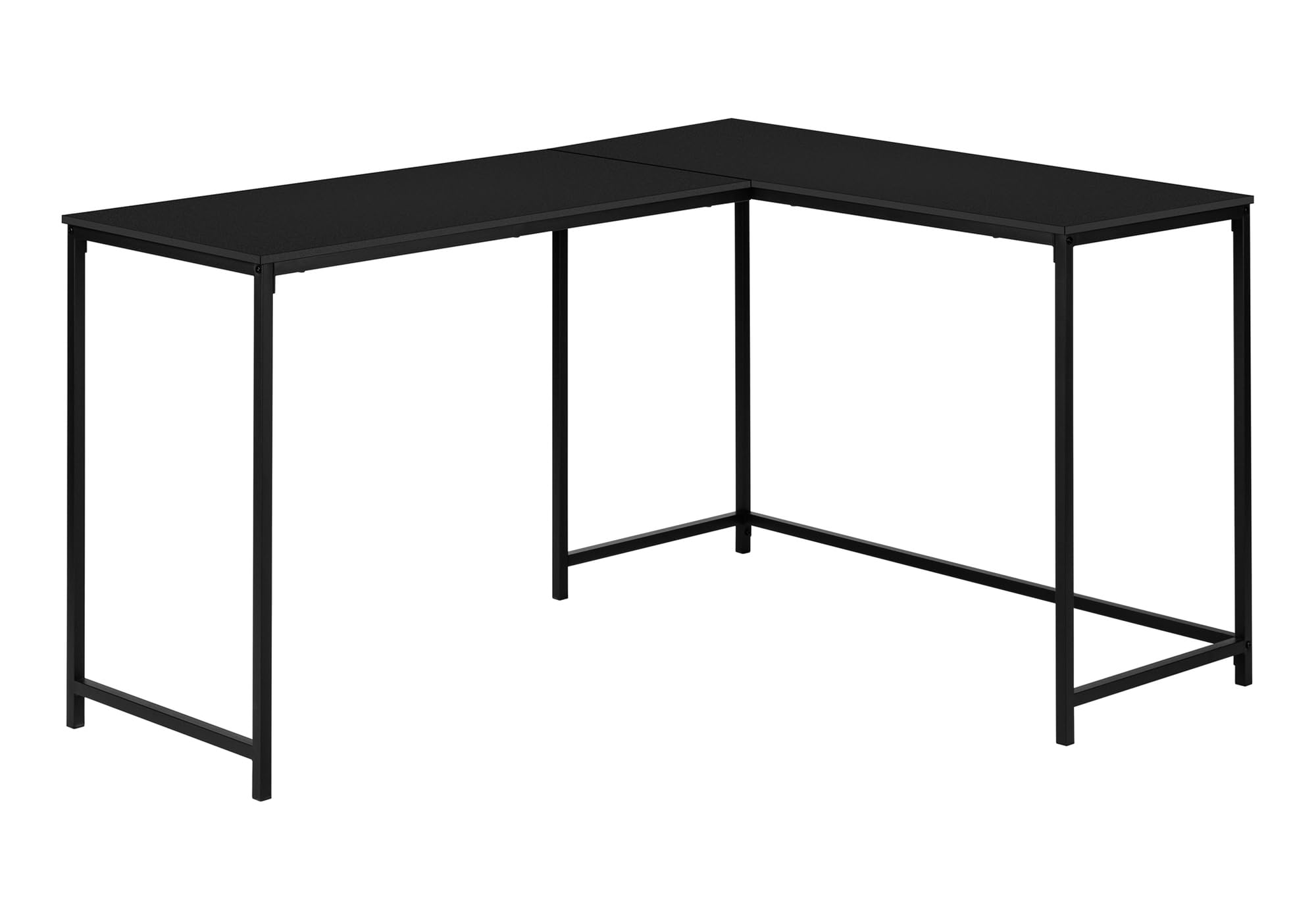 Monarch Specialties I 7394 Computer Desk, Home Office, Corner, 58&quot; L, L Shape, Work, Laptop, Metal, Laminate, Black, Contemporary, Modern