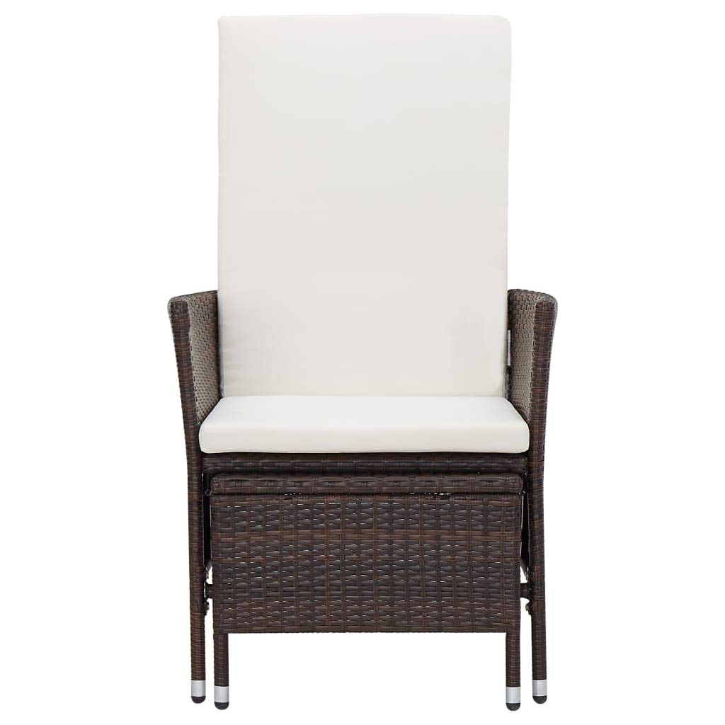 vidaXL Stylish 2 Piece Patio Lounge Set - Comfortable Poly Rattan Armchair and Table Set with Cushions - Brown/Cream - Perfect for Outdoor Relaxation