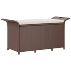 vidaXL Poly Rattan Storage Bench with Cushion, Indoor/Outdoor Ottoman Garden Bench, Waterproof Design, Easy Maintenance, 45.7" x 18.1" x 22.4" Brown