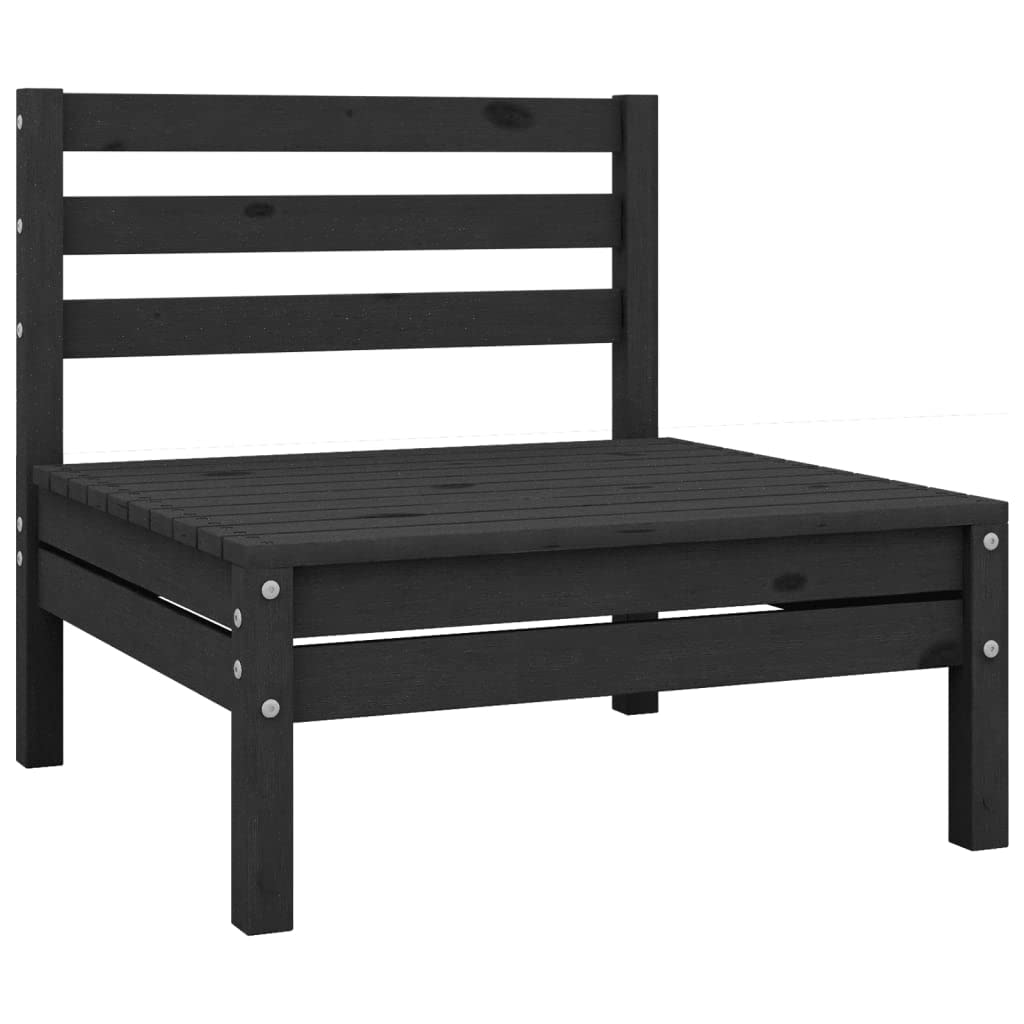 vidaXL Solid Pinewood Patio Lounge Set 8 Piece Garden Outdoor Terrance Backyard Furniture Set Wooden Lounge Sofa Seating Chair Seat Black