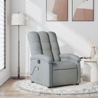 vidaXL Massage Recliner Chair - Manual Light Gray Fabric Lounge Seat with 6-Point Vibration, USB Powered, Adjustable Footrest & Backrest, Side Pocket - Ideal for Living Room, Bedroom, Office