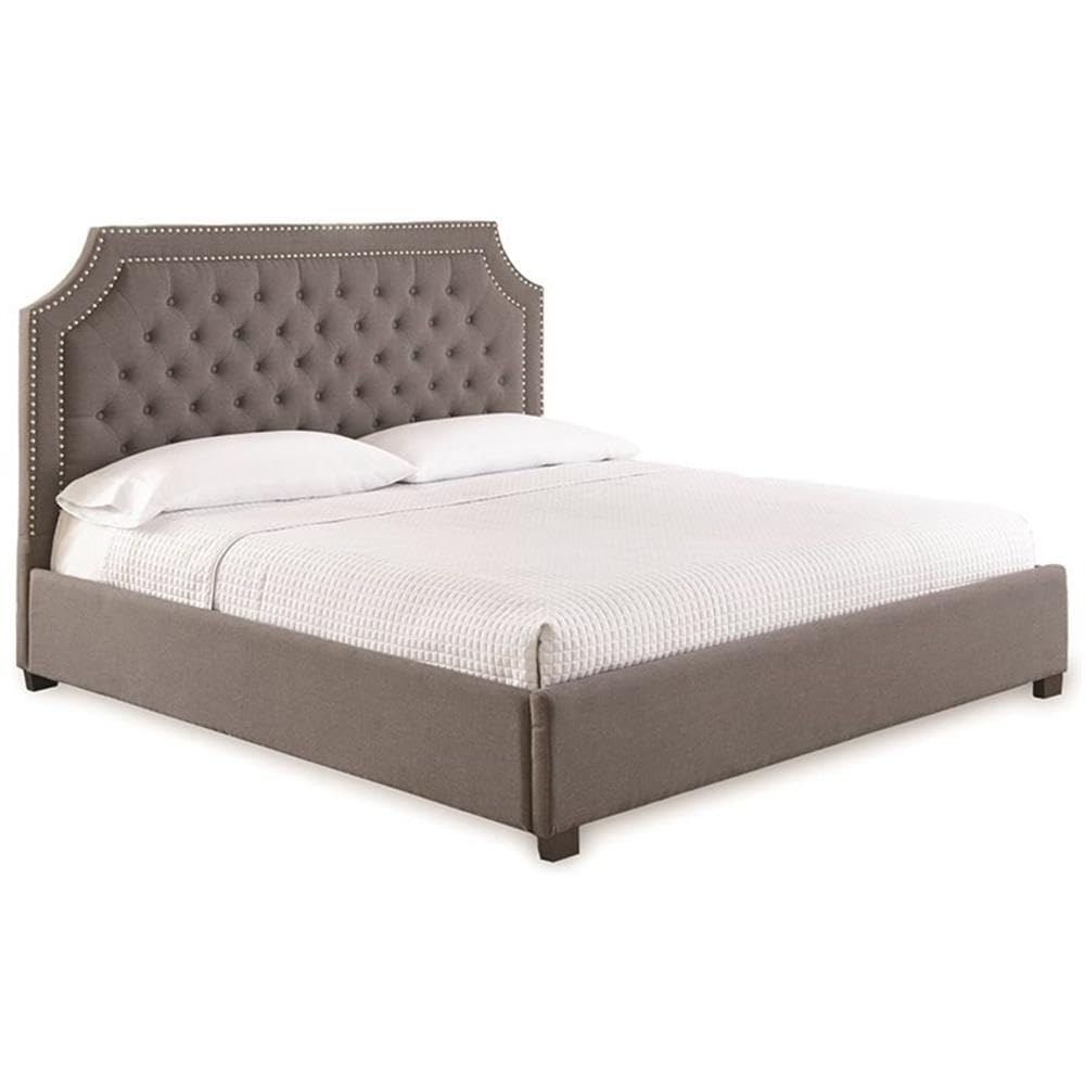 Steve Silver Willshire Tufted King Platform Bed in Gray