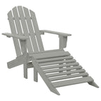 vidaXL Vintage Inspired Patio Chair with Ottoman Set, Solid Hardwood Construction, Durable and Weather-Resistant, Ideal for Outdoor Garden and Patio, Gray