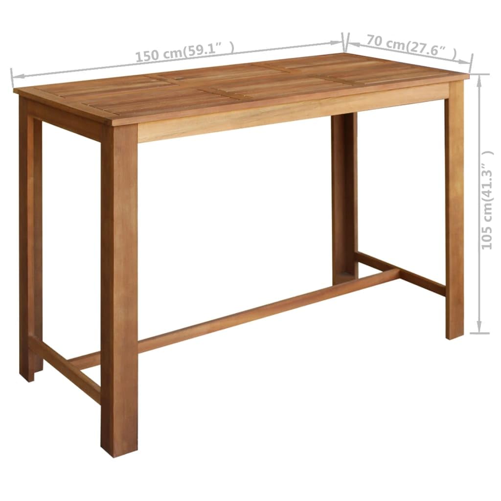 Vidaxl Multipurpose Wood Bar Table - Solid Acacia Wood Construction With Elegant Oil Finish - Dining Table 59.1&Quot;X27.6&Quot;X41.3&Quot; - Easy Assembly Required - Perfect For Kitchen, Dining Room, And Any Oc...