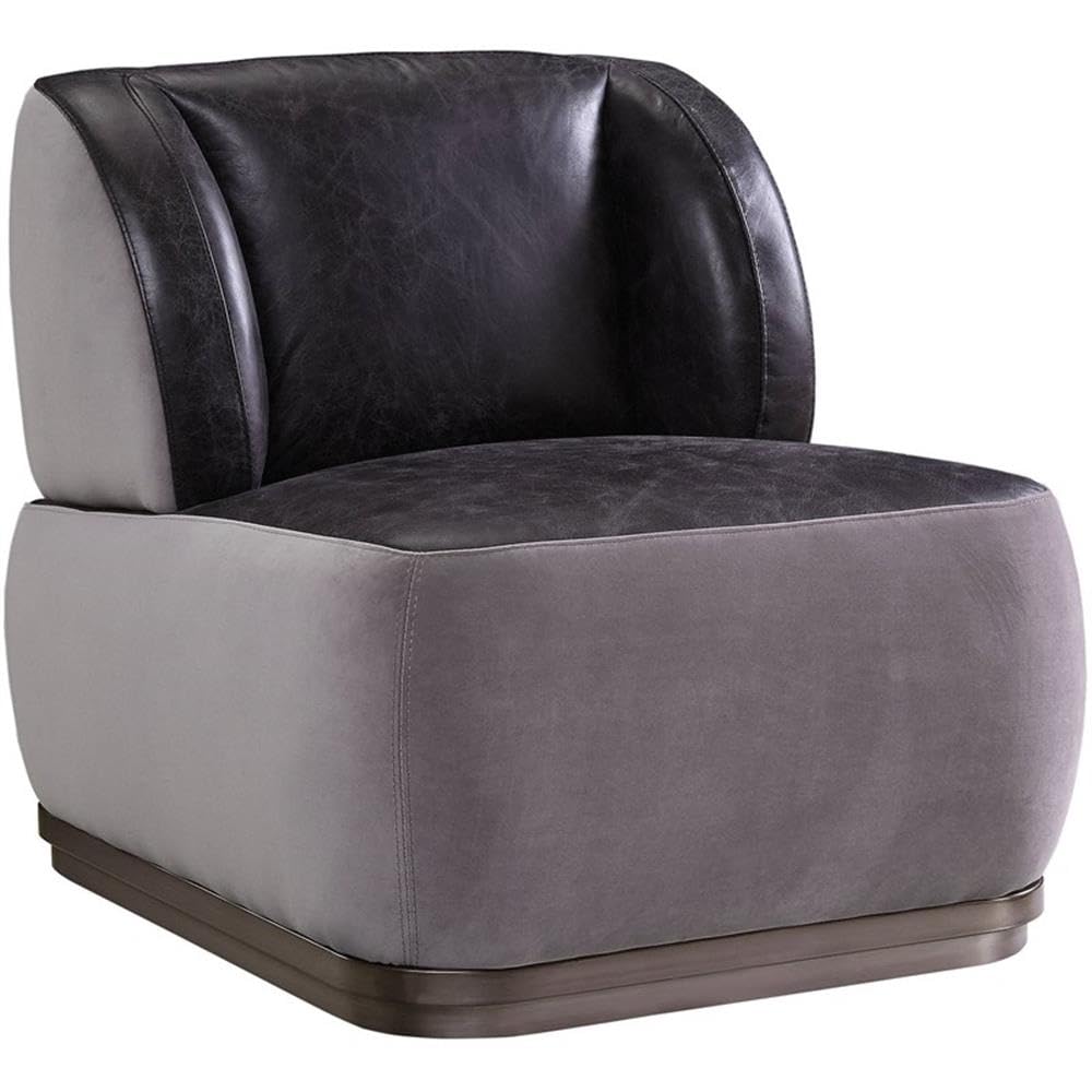 Acme Decapree Top Grain Leather Accent Chair in Antique Slate and Gray