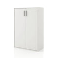 Homes: Inside + Out Apexa 3-Tier Stackable Wood Bookcase With Doors, Cube Storage Organizer Shelves, Small Food Pantry Cabinet, Dorm Teen Room Decor & Bedroom, Home Office, Kitchen, White