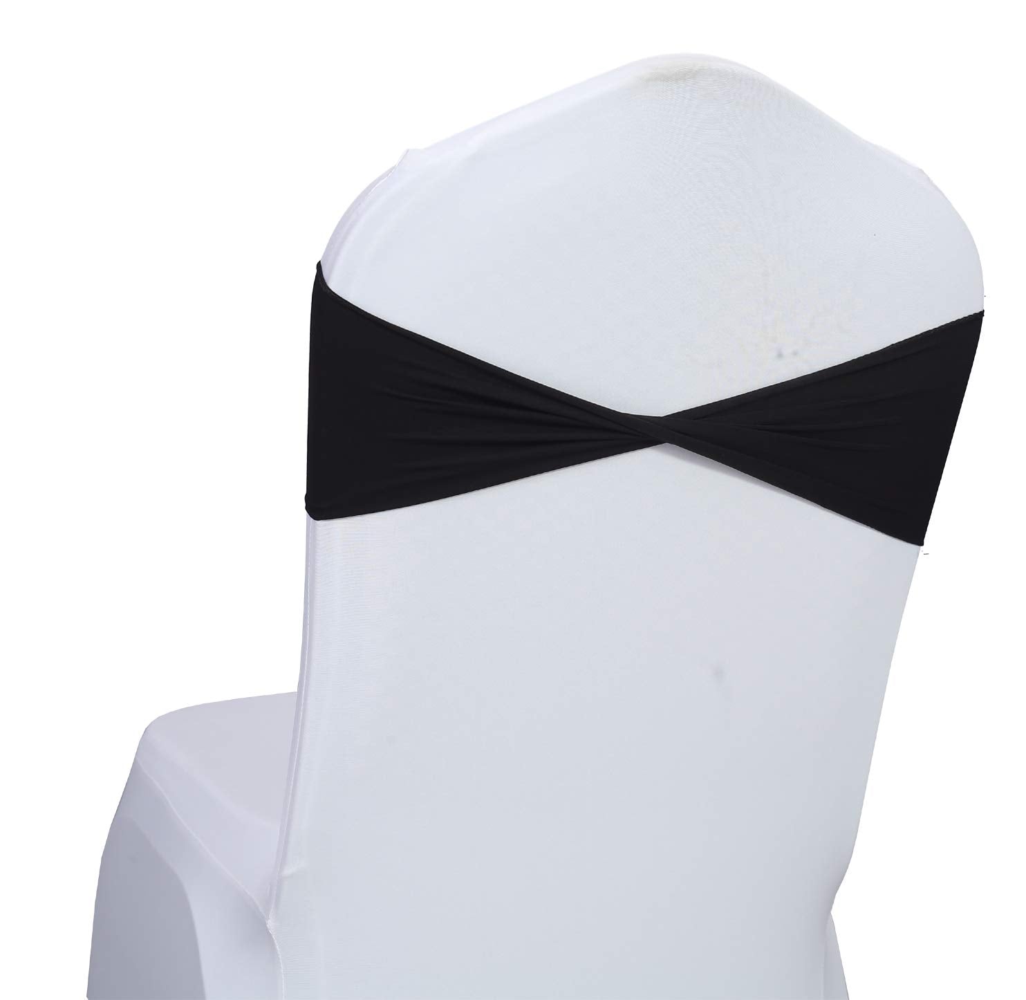 Mds Pack Of 100 Spandex Chair Sashes Bow Sash Elastic Chair Bands Ties Without Buckle For Wedding And Events Decoration Spandex Slider Sashes Bow - Black