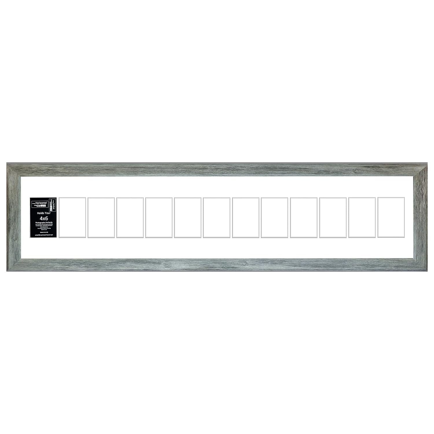 Creative Letter Art 4    x 6    Multiple Opening Picture Frame Collage with 13 holes, Hamptons Driftwood Grey Frame with 10 x 54