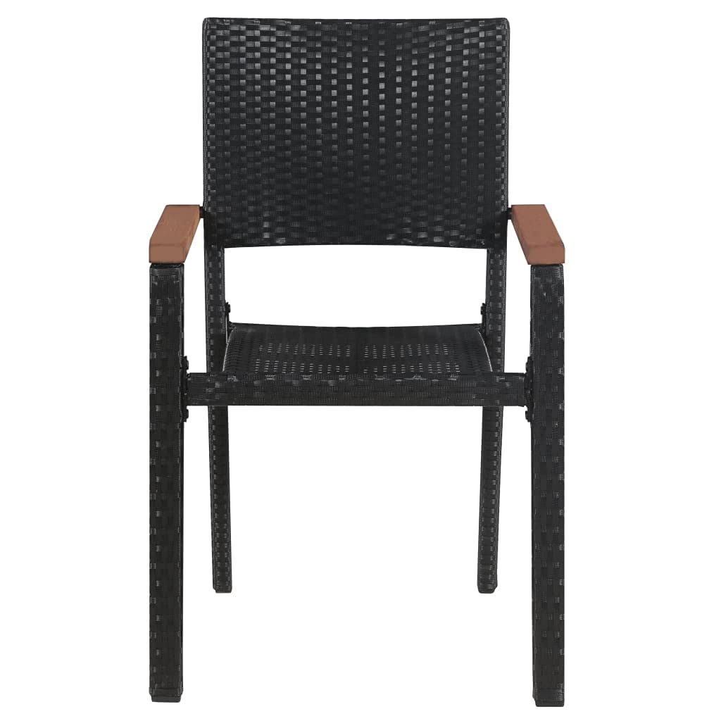 vidaXL 7 Piece Outdoor Dining Set | Black Patio Furniture | Table and Chairs | PE Rattan | Solid Acacia Wood | Powder-Coated Steel Frame | Smooth Glass Tabletop