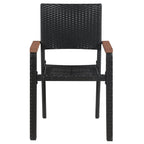 vidaXL Stylish 9-Piece Patio Dining Set in Black | Outdoor Garden Furniture Set with Powder Coated Steel Frames, Glass Tabletop and PE Rattan Chairs