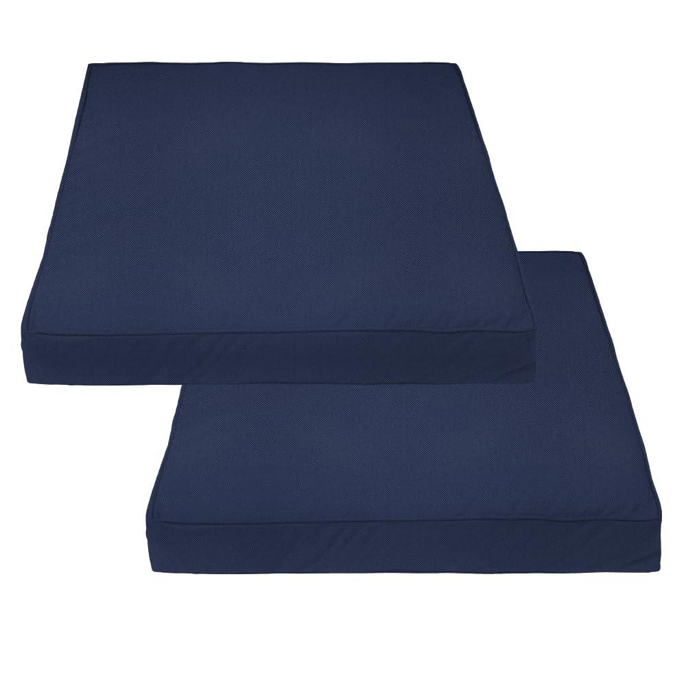 Covers & All Square Outdoor Patio Cushion Slipcovers For Furniture, Armchair, Water, Tear & Uv Resistant Pu Polyester Slipcover With Zippers (Pack Of 2) (28' L X 28' W X 4' Thick, Navy Blue)