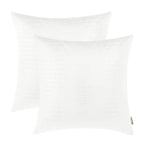 BRAWARM Faux Leather Pillow Covers 20 X 20 Inches, White Leather Pillow Covers Pack of 2, Crocodile Leather Decorative Throw Pil