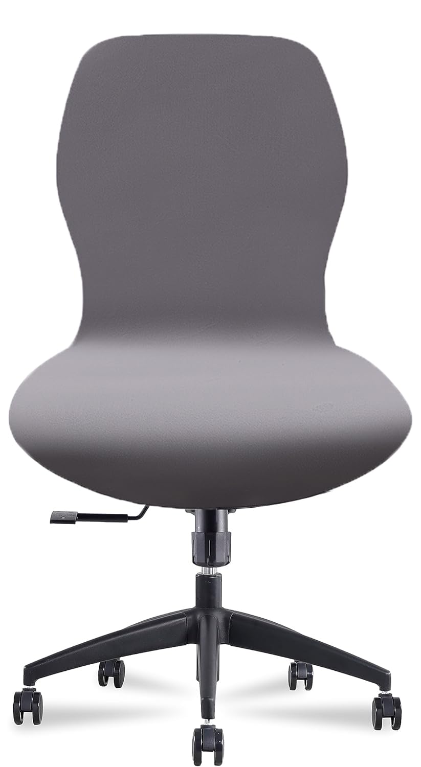 Deisy Dee Velvet Stretch Armless Office Chair Covers - Colorful Stretch Slipcover For Desk Chairs (Dark Grey)