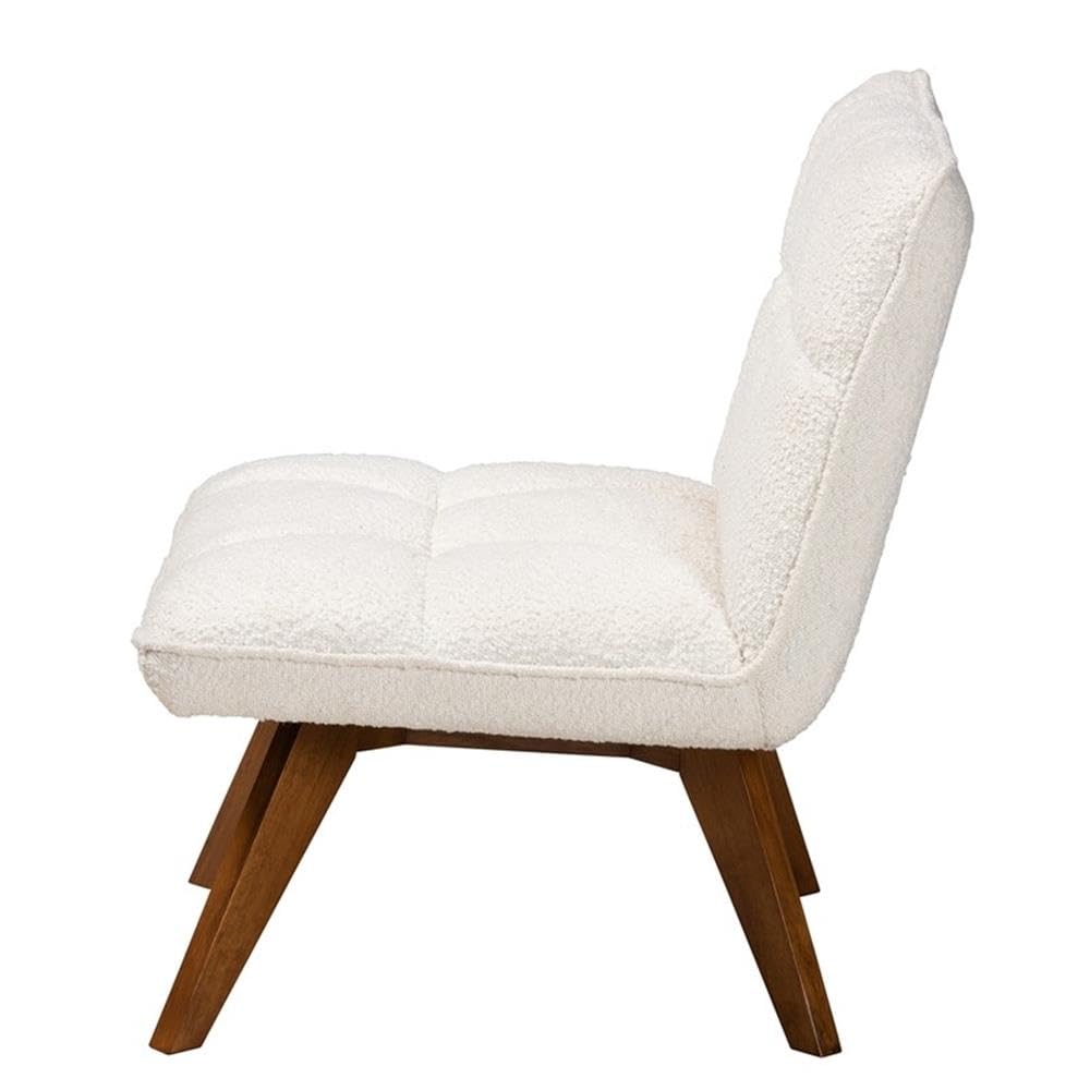Baxton Studio Darielle Japandi Cream Boucle Fabric and Walnut Brown Finished Rubberwood Accent Chair