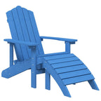 vidaXL HDPE Patio Adirondack Chair with Detachable Footstool in Vibrant Aqua Blue - Weather-Resistant and Low-Maintenance Garden Armchair for Outdoor Living Space