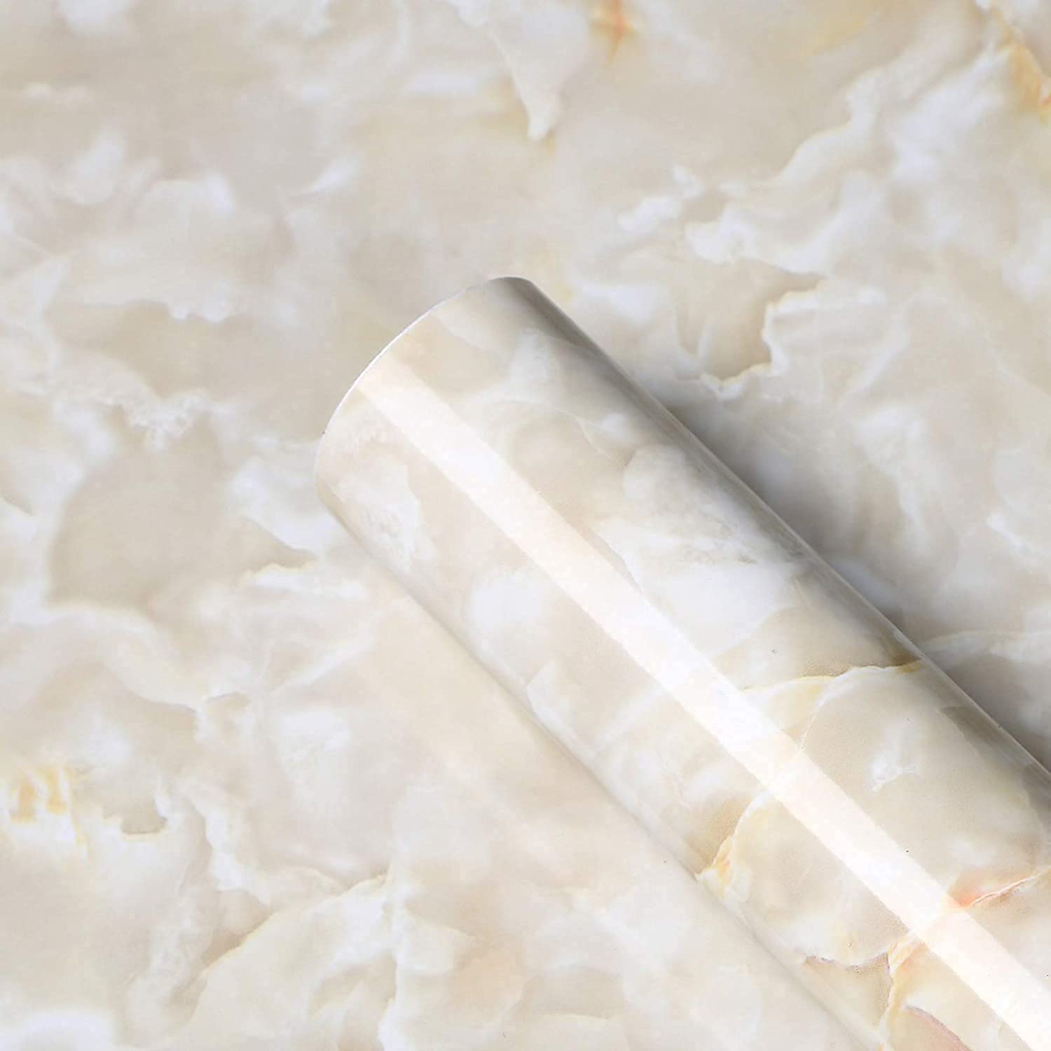 Shelzi Marble Wallpaper For Countertops, Thicken Durable Glossy Waterproof Contact Paper Vinyl Film For Cabinets Drawer Shelf Li