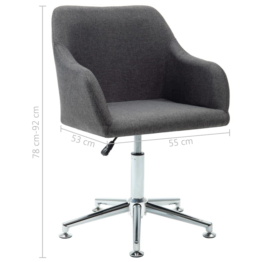 vidaXL Ergonomically Designed Swivel Office Chair in Dark Gray Fabric with Foam Padding, Height Adjustment and Steel Legs