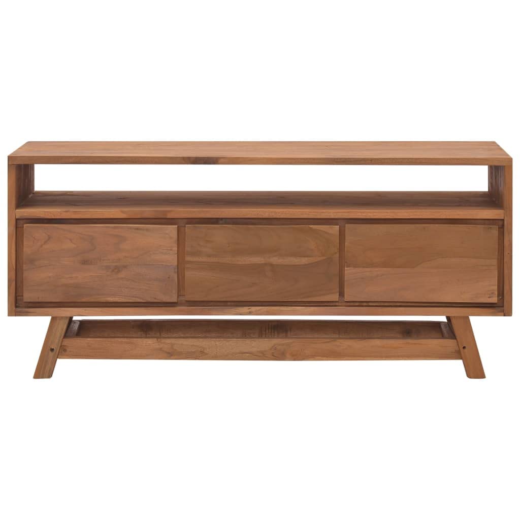 vidaXL TV Stand - Handmade Wood Cabinet with Storage Drawers - Durable Solid Teak Construction - 43.3&quot;x11.8&quot;x19.7&quot; - Rustic Brown