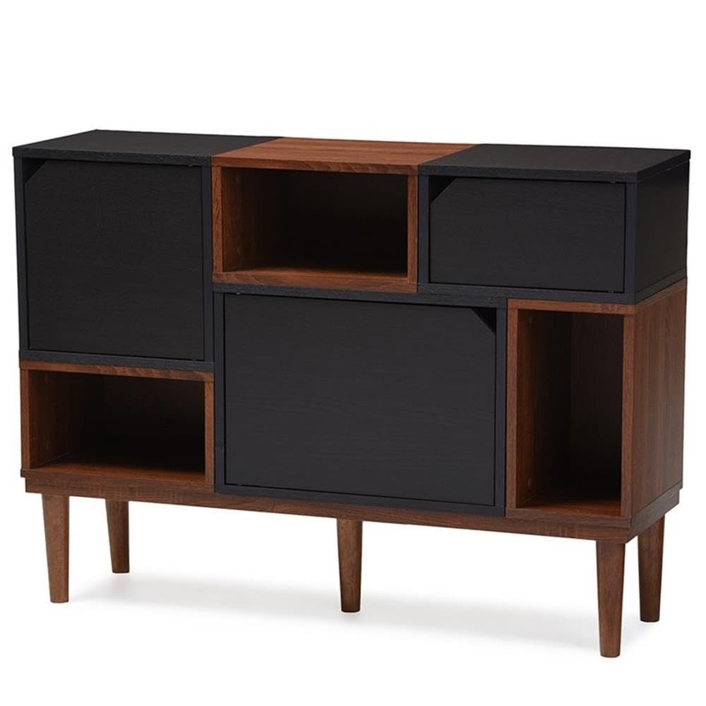 Baxton Furniture Studios Anderson Mid-Century Retro Modern Oak and Wood Sideboard Storage, Espresso