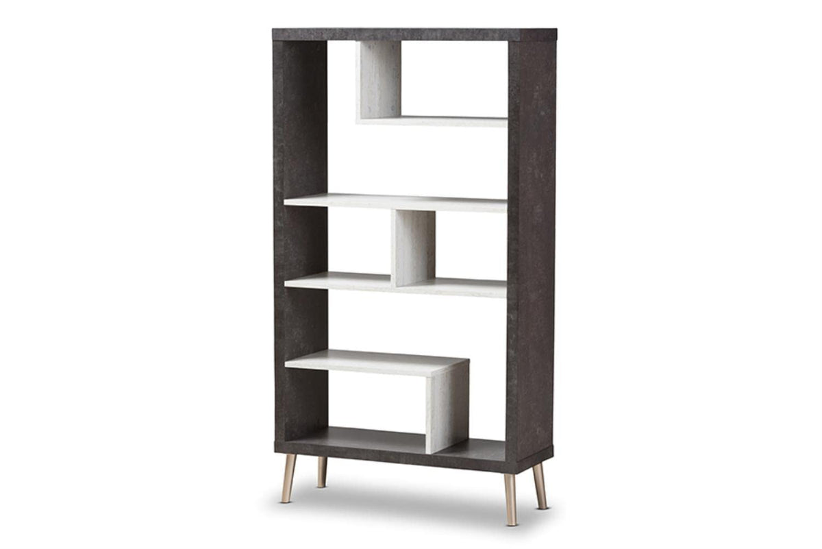 Baxton Studio Atlantic Bookcase In Brown And Gray