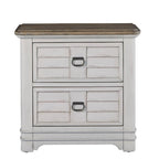 American Woodcrafters Meadowbrook White-Washed Wood Farmhouse Style Two Drawer Nightstand