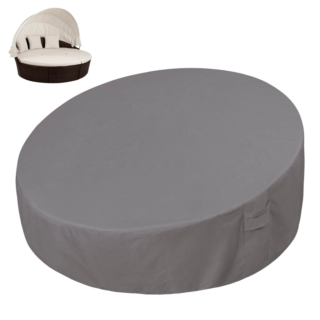 Easy-Going Heavy Duty 600D Outdoor Daybed Cover 75 Inch Uv Resistant Patio Round Sofa Cover Waterproof Outdoor Canopy Daybed Sofa Cover With Air Vent 75' Dia X 35'/18' H, Grey