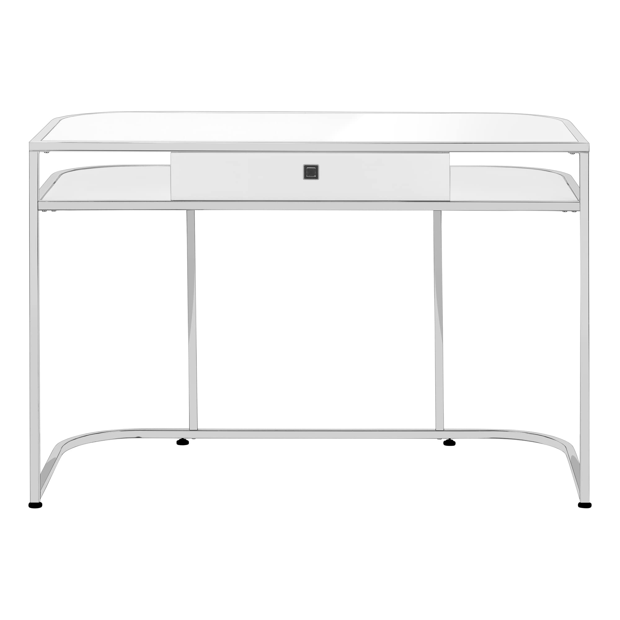 Monarch Specialties I 7520 Computer Desk, Home Office, Laptop, Storage Drawers, 48' L, Work, Metal, Laminate, White, Chrome, Contemporary, Modern