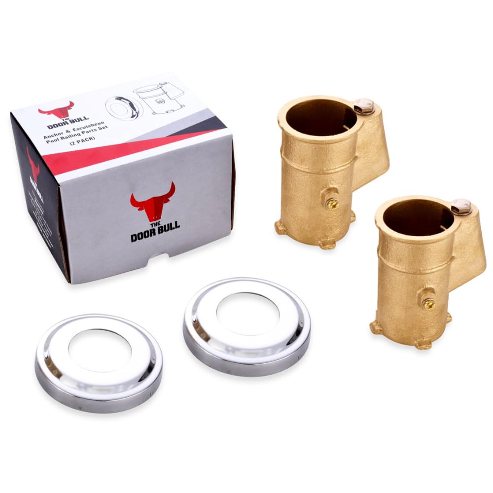 Anchor And Escutcheon Pool Rail Set  4'' Anchor For 1.90' Outer Diameter Tubing  Brass Inground Pool Anchor  Anchor-Escutcheon