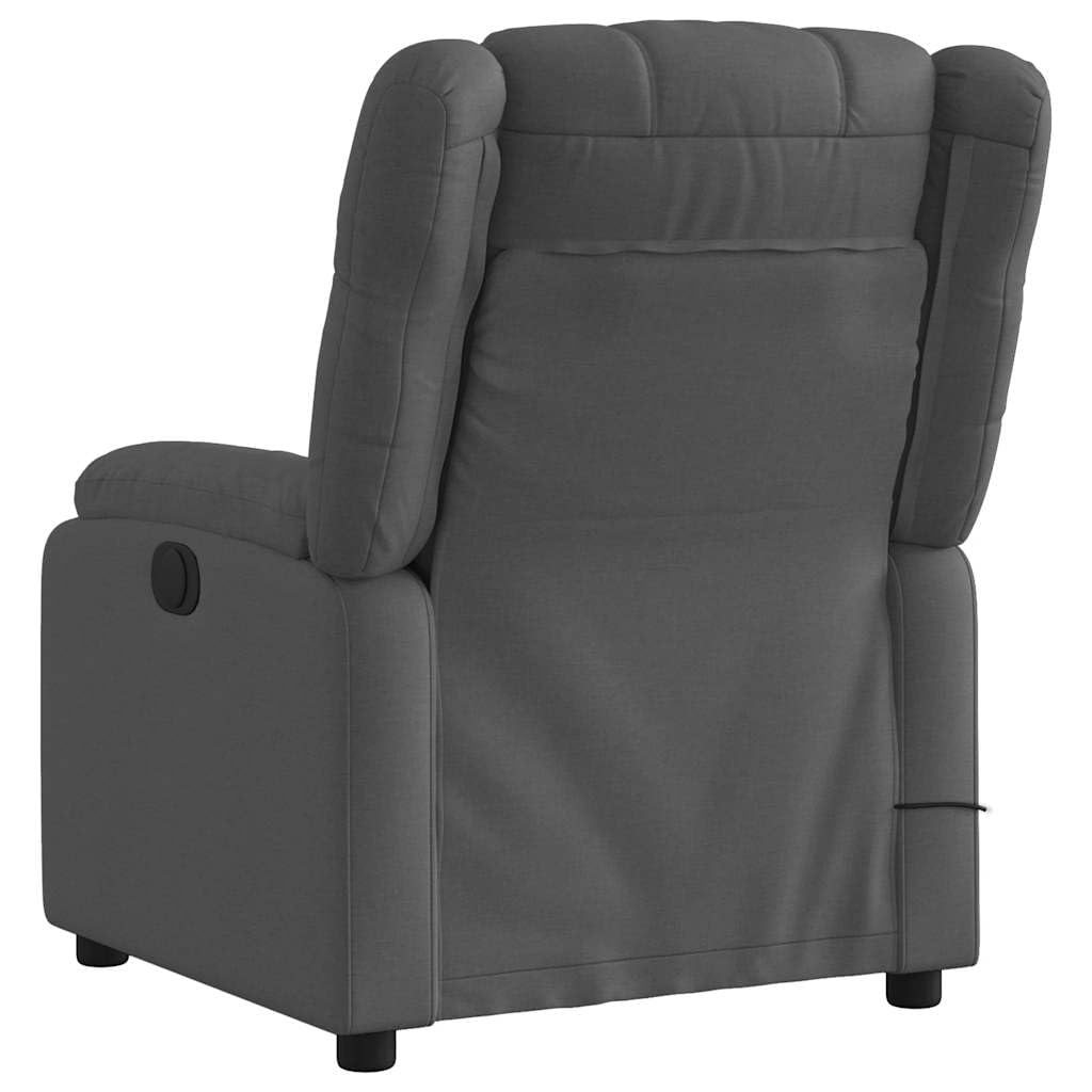 vidaXL Electric Massage Recliner Chair - Dark Gray Fabric-Motorized Adjusting & Vibratory Massager, Plush Arms/Seat, Living Room
