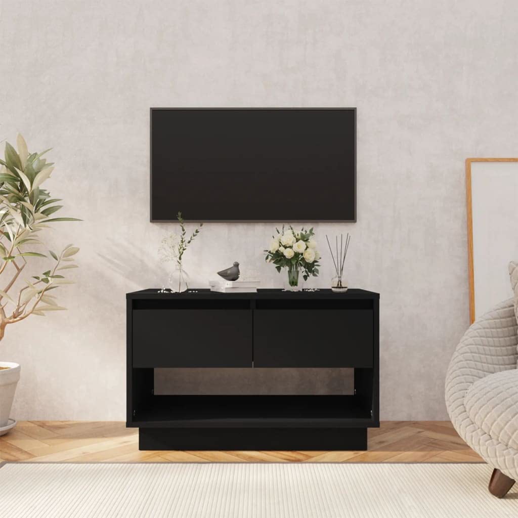 vidaXL TV Cabinet Black 27.6&quot;x16.1&quot;x17.3&quot; Chipboard