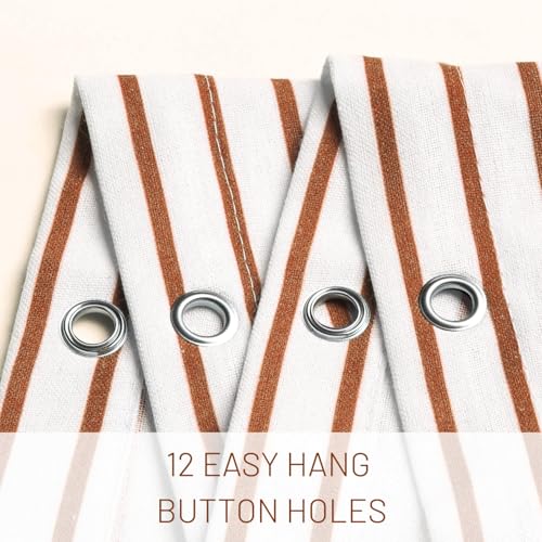 Awellife Boho Orange Shower Curtain For Bathroom Farmhouse Natural Linen Stripe Tassel Shower Curtain (Orange, 72' L X 84' W)