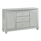 Acme Maverick 3-Drawer Wooden Server with 2 Doors in Platinum White