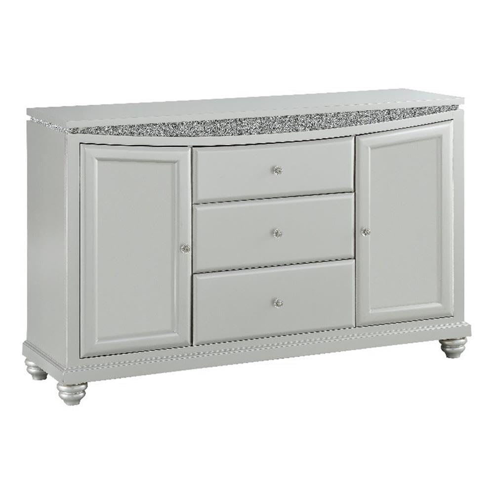 Acme Maverick 3-Drawer Wooden Server with 2 Doors in Platinum White