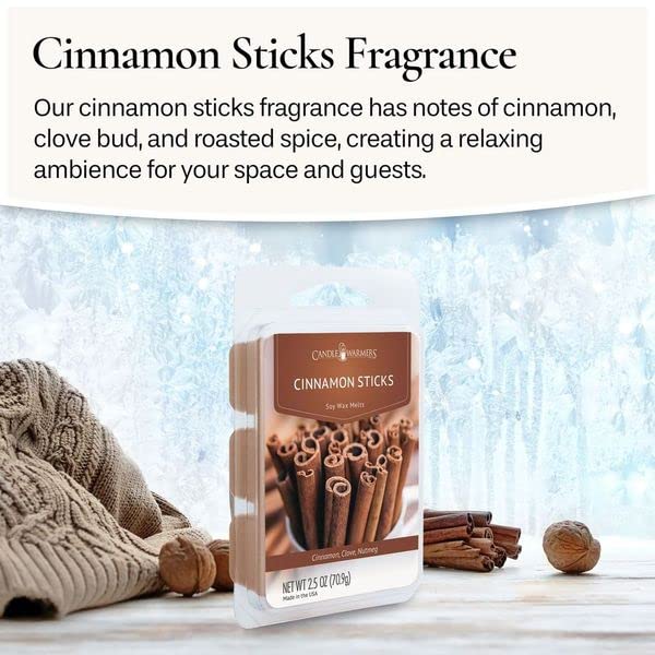 Candle Warmers Etc Classic Wax Melts 2.5Oz, Cinnamon Sticks Fragrance (4-Pack) - Each Pack Has X4 2.5 Oz Wax Melts And 30 Hours