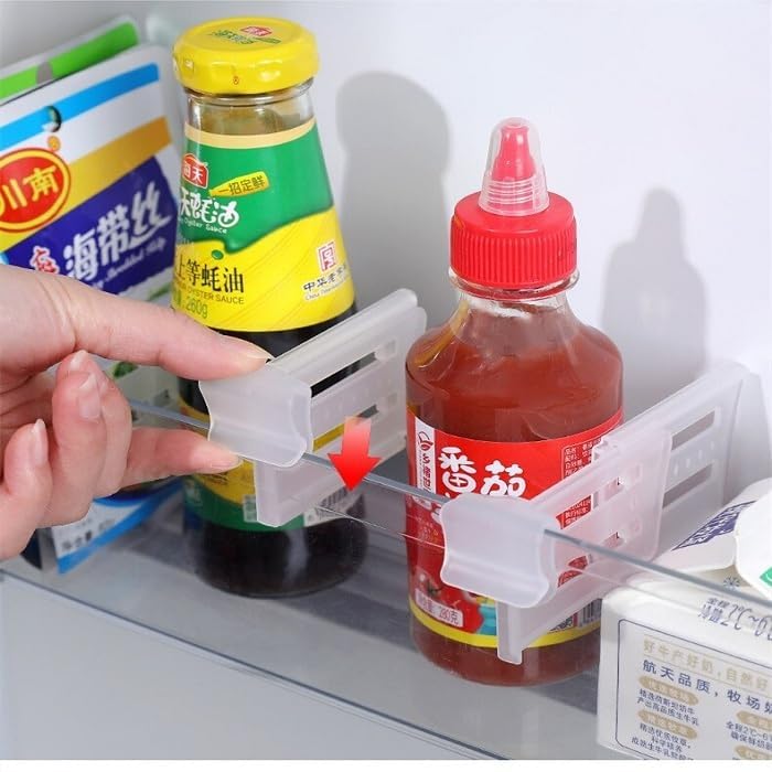 Wropzo Clear Plastic Refrigerator Drawer Divider, Storage Organizer Shelf For Condiments, Bottles, Food, Kitchen Organization4 